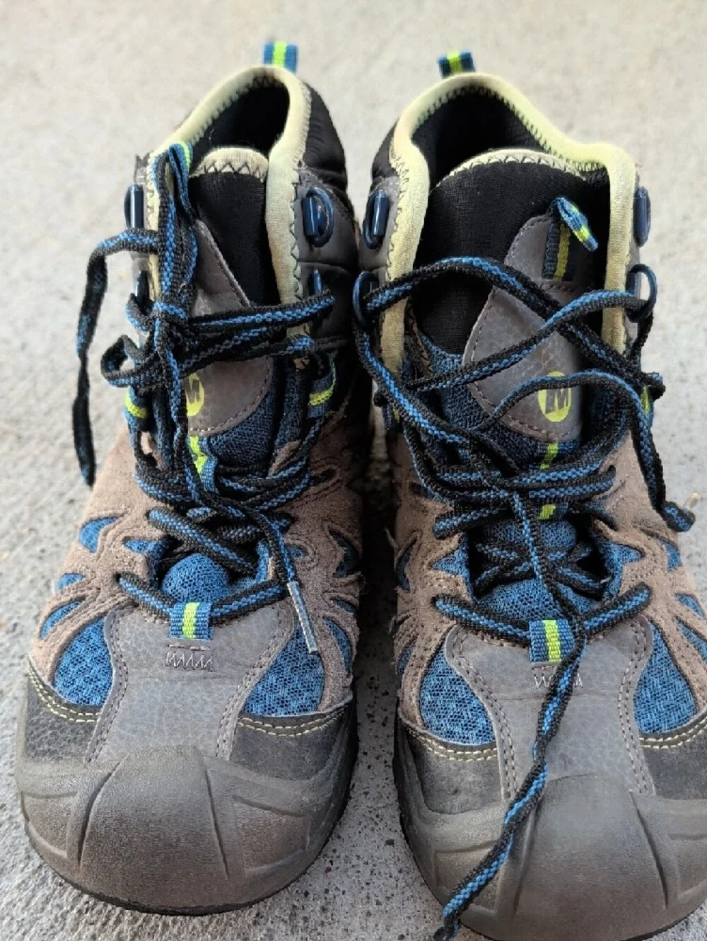 Kids Trail Hiking Boots - Blue & Gray- Capra Mid Waterproof Boys 3.5m Leather - Picture 6 of 6